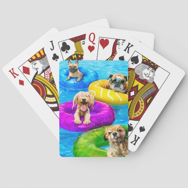 Baraja De Cartas Fiesta de perros en la piscina (Reverso)