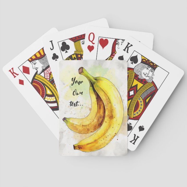Baraja De Cartas Fiesta de plátanos de acuarela banana (Reverso)