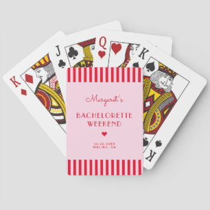 Baraja De Cartas Fiesta de Soltera con Rayas Rosadas y Rojas Person