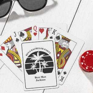 Baraja De Cartas Fiesta de Soltero de Palmeras de Playa para Padrin