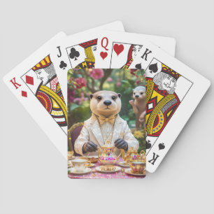 Baraja De Cartas Fiesta de té de nutria linda de fantasía