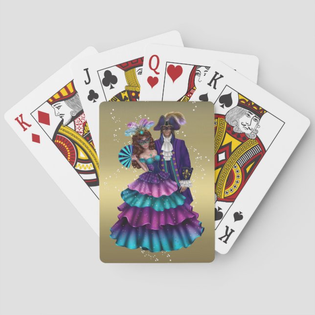 Baraja De Cartas Fiesta Mardi Gras Jugando Tarjetas Masquerade Pare (Reverso)
