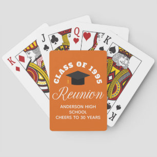 Baraja De Cartas Fiesta naranja de la Reunión de la Escuela Secunda
