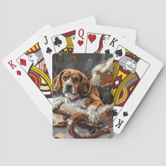 Baraja De Cartas Fiesta Navideña del Perro Beagle (Reverso)