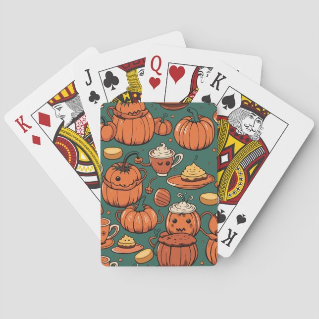 Baraja De Cartas Fiesta Pizzazz De La Calabaza De Otoño (Reverso)