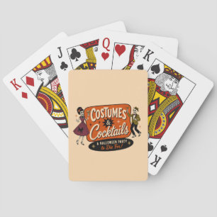 Baraja De Cartas Fiestas de Halloween con disfraces y cócteles retr