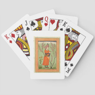 Baraja De Cartas Figura principesca iraní que sostiene una taza y