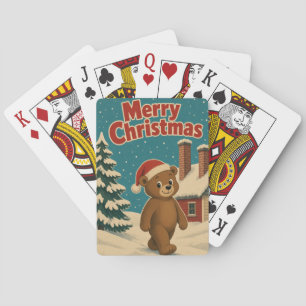 Baraja De Cartas Fila de Chimeneas de Oso Animal Navidad