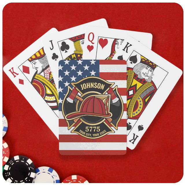 Baraja De Cartas Firefighter Fire Rescue Department USA Flag Custom (Subido por el creador)