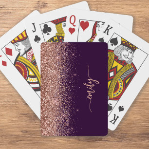 Baraja De Cartas Firma personalizada con purpurina rosa dorado