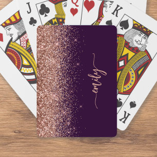 Baraja De Cartas Firma personalizada con purpurina rosa dorado