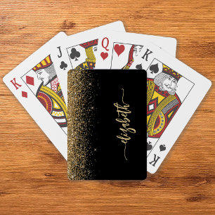 Baraja De Cartas Firma Personalizada Negro Brillo Dorado