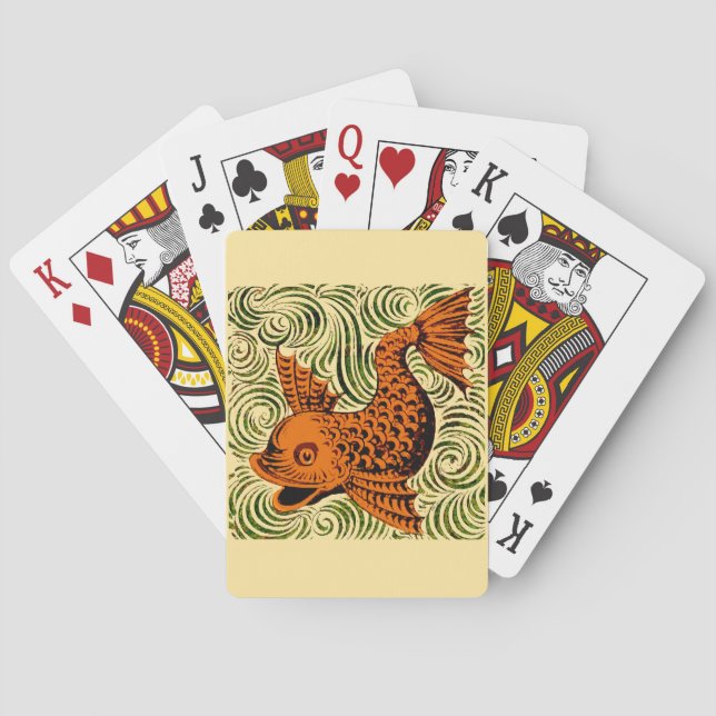 Baraja De Cartas Fish Antiguo Tile Antiguo arte (Reverso)