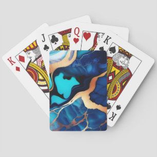 Baraja De Cartas Flamante dorado azul trenzado