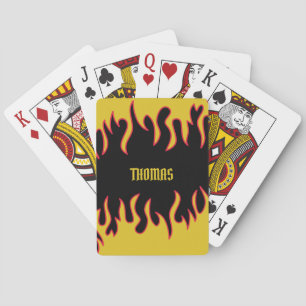 Baraja De Cartas Flamas amarillas, rojas y negras personalizadas