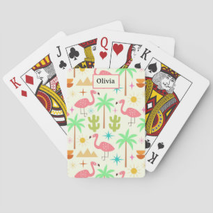 Baraja De Cartas Flamenco de Palm Springs de mediados de siglo con 