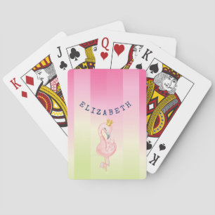 Baraja De Cartas Flamenco Rosa Lindo con Degradado de Rayas