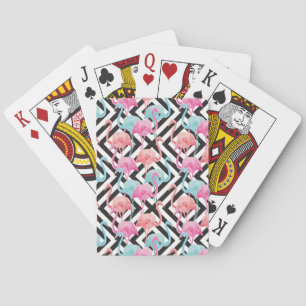 Baraja De Cartas Flamencos en el patrón de diseño negrita