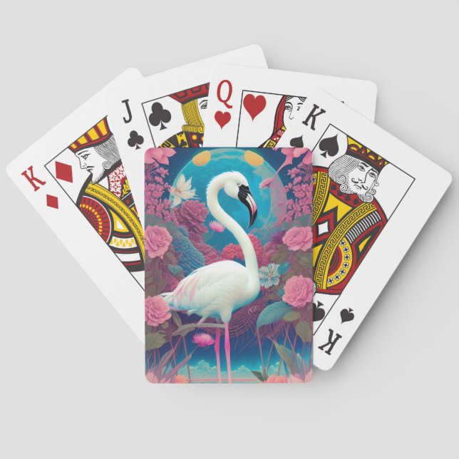 Baraja De Cartas Flamingo blanco majestuoso (Reverso)