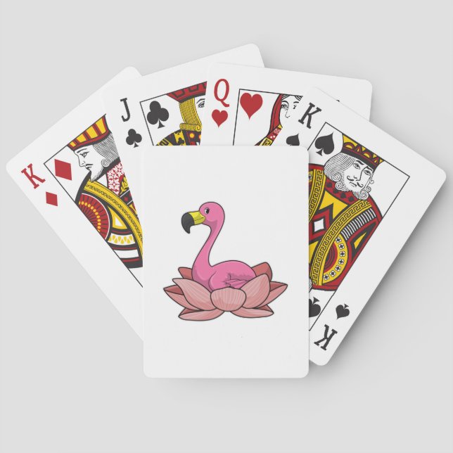 Baraja De Cartas Flamingo con flores de Lotus (Reverso)