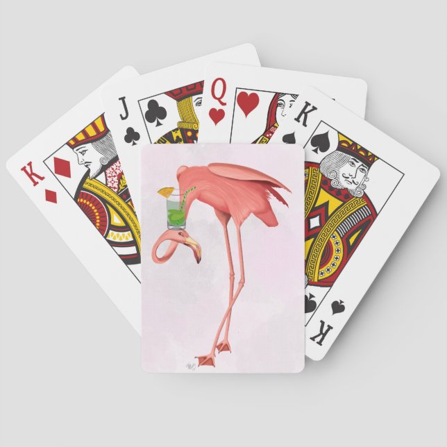Baraja De Cartas Flamingo con un cóctel (Reverso)