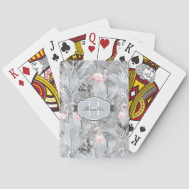 Baraja De Cartas Flamingo Orquídea Trópico Patrón Gris ID868