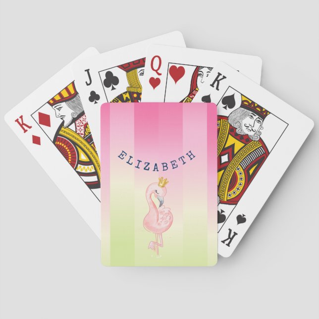 Baraja De Cartas Flamingo rosa lindo Ombre rayado (Reverso)