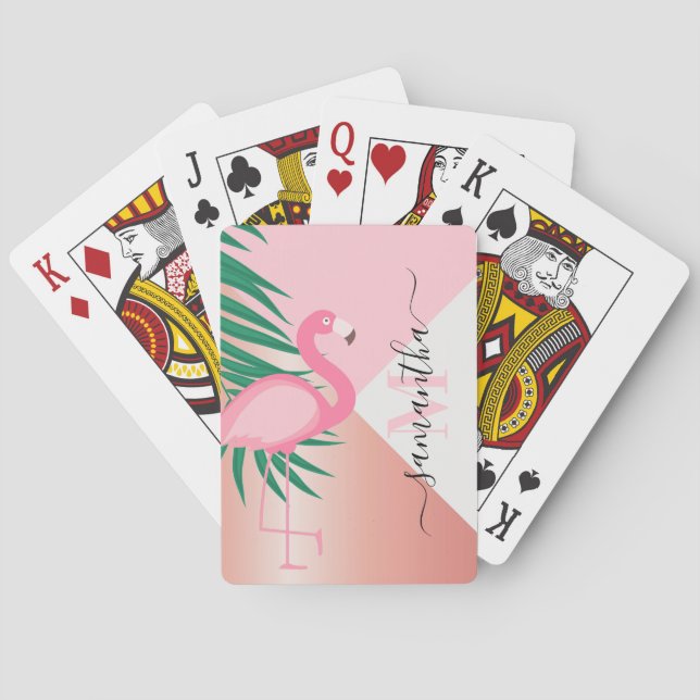 Baraja De Cartas Flamingo rosa tropical (Reverso)