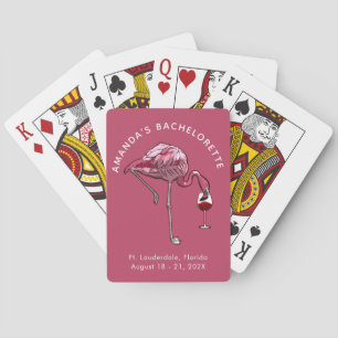 Baraja De Cartas Flamingo Wine Drinker Personalizado Bachelorette P