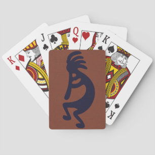 Baraja De Cartas Flauta Jugando a la figura de Kokopelli, negro sob