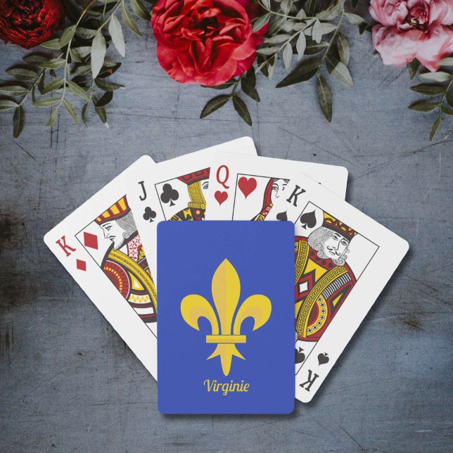 Baraja De Cartas Fleur de Lis sobre las tarjetas de juego azules re (Fleur de Lis on Royal Blue Playing Cards)