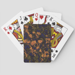 Baraja De Cartas Flor anaranjada contra modelo del camuflaje de la
