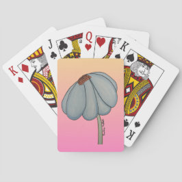 Baraja De Cartas Flor azul con fondo rosa