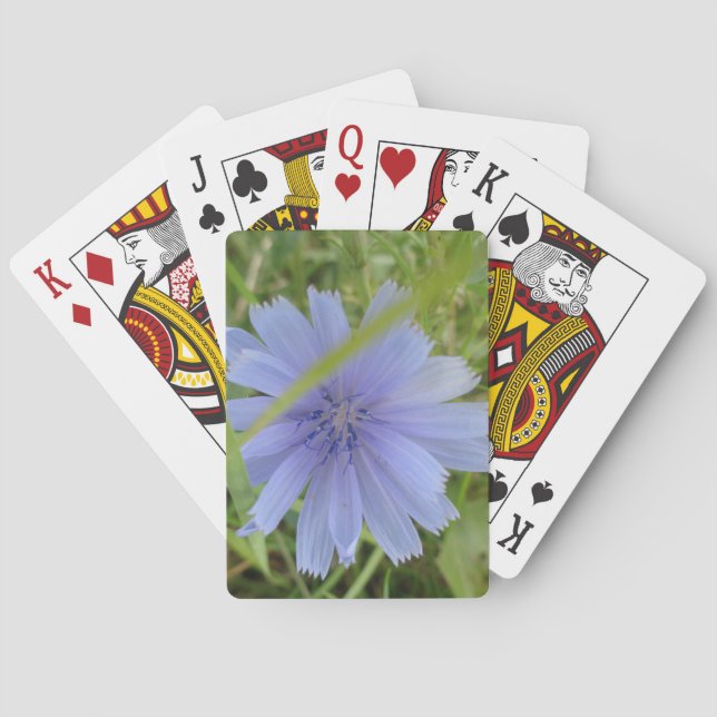 Baraja De Cartas Flor azul violeta en achicoria (Reverso)