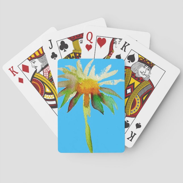 Baraja De Cartas Flor Daisy Blue de arte moderno (Reverso)