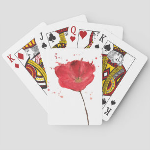Baraja De Cartas Flor de amapola acuarela pintada 2
