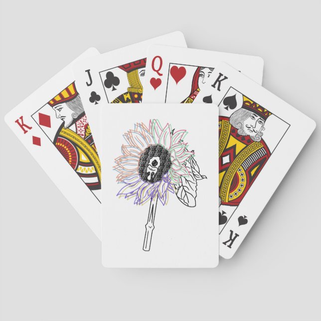 Baraja De Cartas Flor de Arcoíris Arte Funky (Reverso)