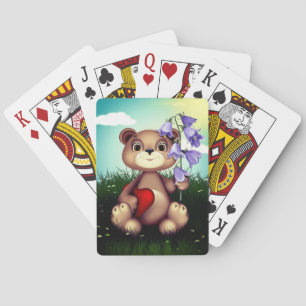 Baraja De Cartas Flor de Bouquet con soporte para oso-39920