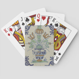 Baraja De Cartas Flor De Cerámica Delft Tile Antiguo