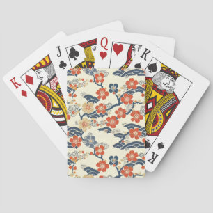 Baraja De Cartas Flor de ciruelo japonés Ume flores de Navy Wave Cr