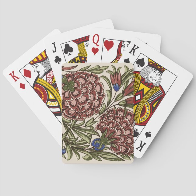 Baraja De Cartas Flor de clavel Tile Antiguo Arte Rústico (Reverso)