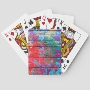Baraja De Cartas Flor de color pastel en madera #2