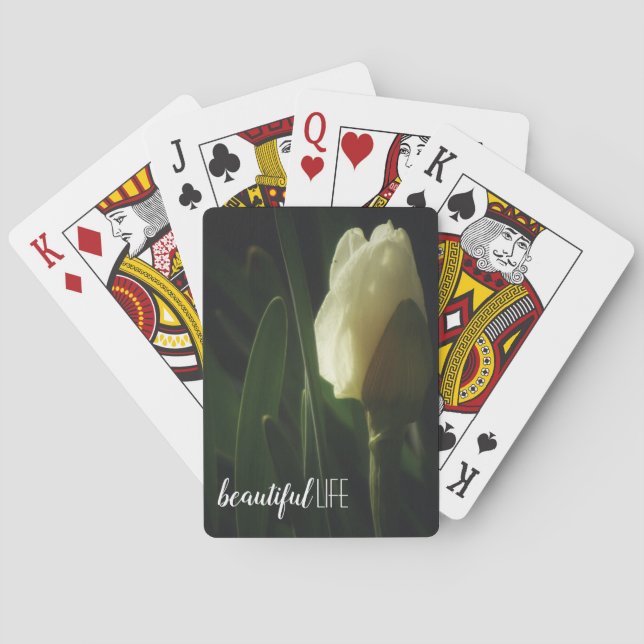 Baraja De Cartas Flor de Daffodil Hermosa Cita de Vida (Reverso)
