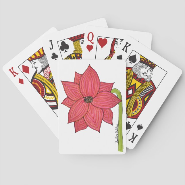 Baraja De Cartas Flor de Estrella Roja (Reverso)