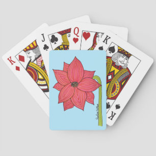 Baraja De Cartas Flor de estrella roja con fondo azul