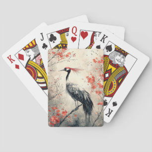 Baraja De Cartas Flor de grulla carmesí Tinta lavada (2)