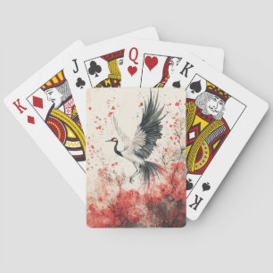 Baraja De Cartas Flor de grulla escarlata Tinta lavada (3)