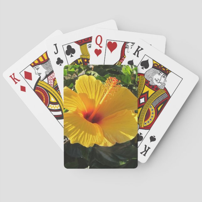 Baraja De Cartas Flor de Hibisco Amarillo (Reverso)