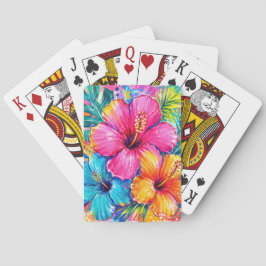 BARAJA DE CARTAS FLOR DE HIBISCO DE VERANO DE COLORES VIVOS