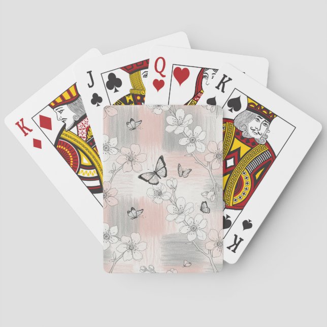 Baraja De Cartas Flor de Mariposa Elegante (3) (Reverso)